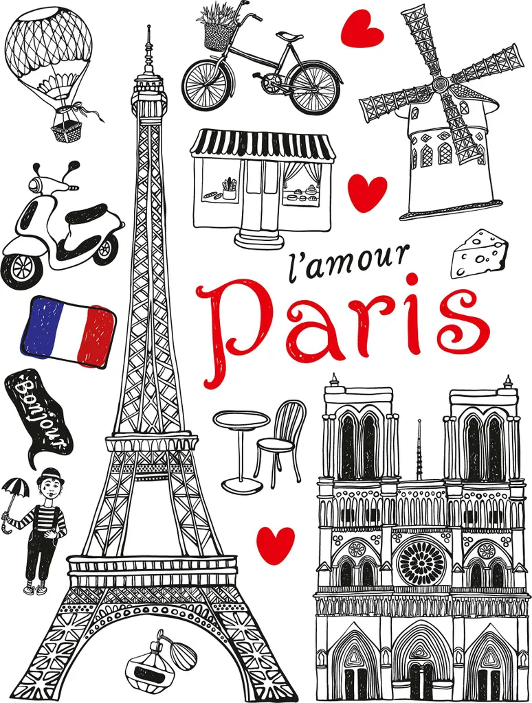 Sticker Paris Sanders & Sanders 65 x 85 cm Décoration Murale de Bureau