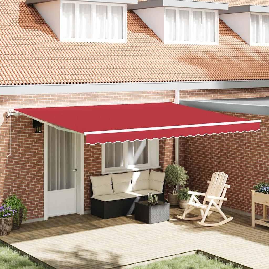 Einziehbare Markise Rot 450 x 350 cm Stoff