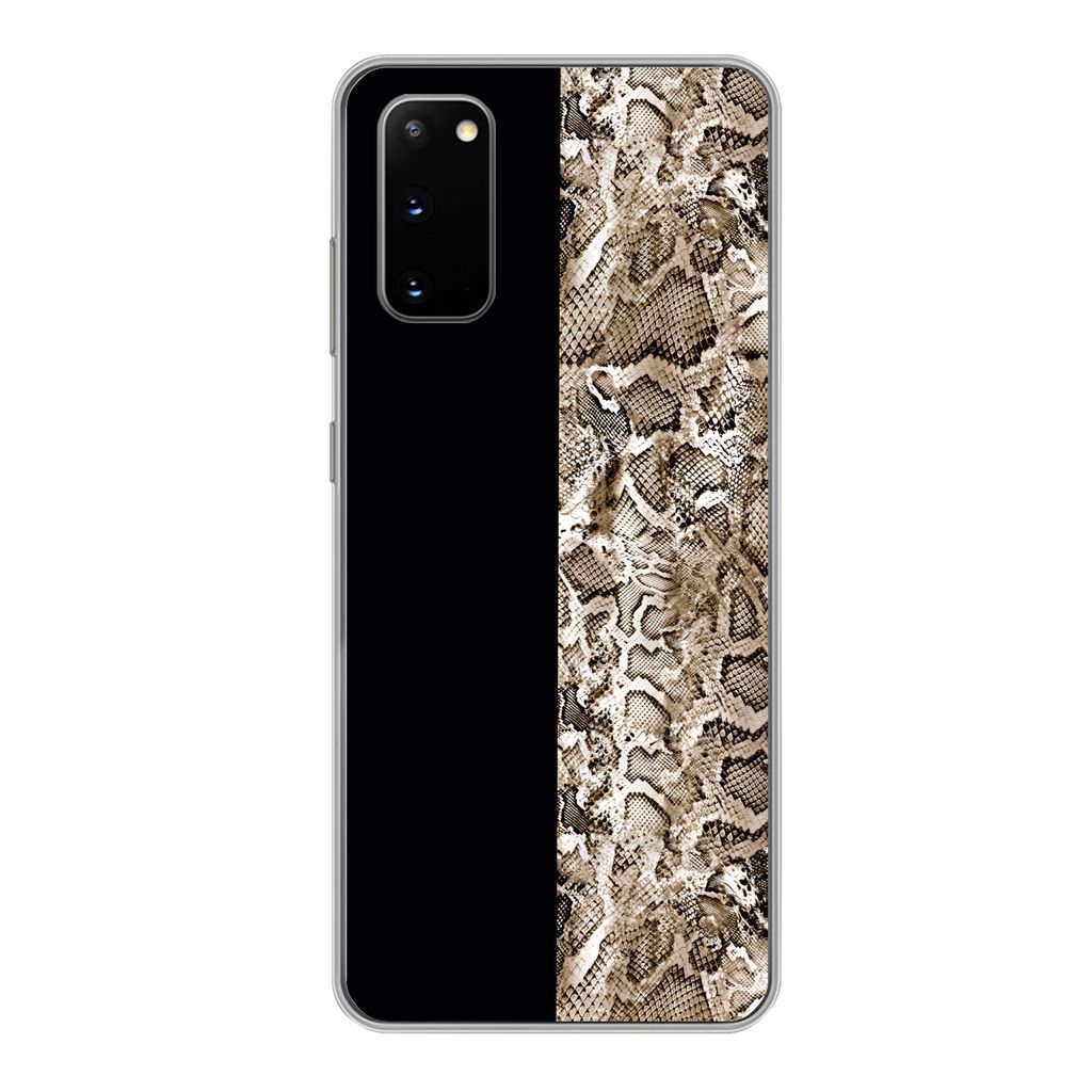 MuchoWow Handyhülle Schutzhülle Hülle für Samsung Galaxy S20 Schlange - Tiermuster - Braun Silikon Softcase Handy Hülle - Bild