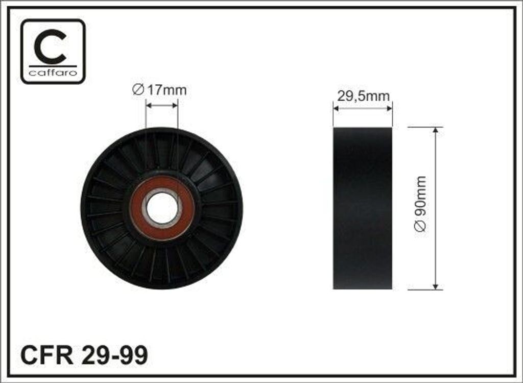 CAFFARO 29-99 Umlenkrolle Keilrippenriemen 90mm passend für MERCEDES-BENZ VIANO (W639) für FORD Transit Mk6 Pritsche / Fahrgestell für HYUNDAI