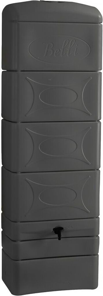 Regenwassersammler für Wand 300 l mit Dachrinnenanschluss-Set "Malang" - Grau