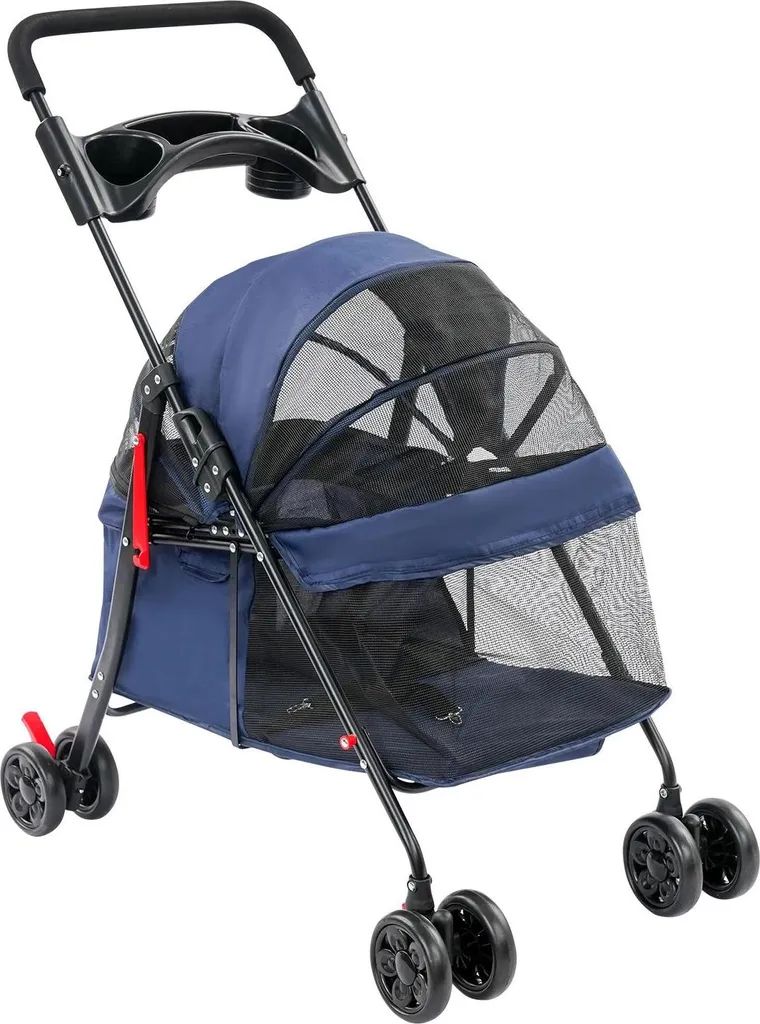 Passeggino Cani Media Taglia Blu: Comfort Ergonomico e Pieghevole