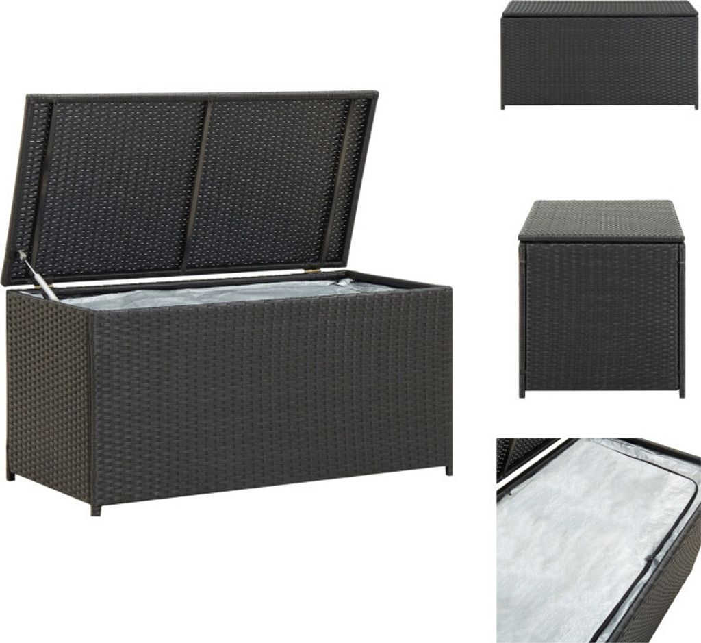 vidaXL Gartenbox Poly Rattan 100x50x50 cm Schwarz - Gartenboxen