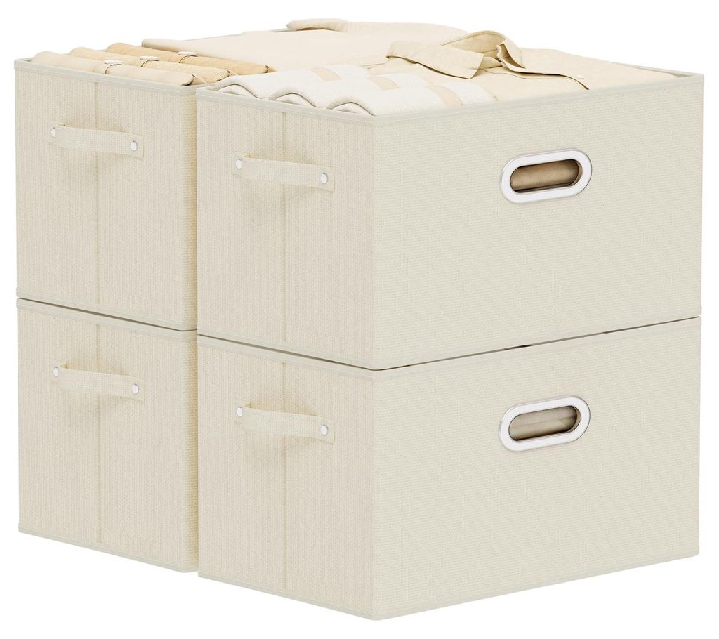 Aufbewahrungsbox für Stoffe, offene Aufbewahrungsboxen für Leinen, faltbare Box mit Griffen, 4-teiliges Aufbewahrungsset ohne Deckel