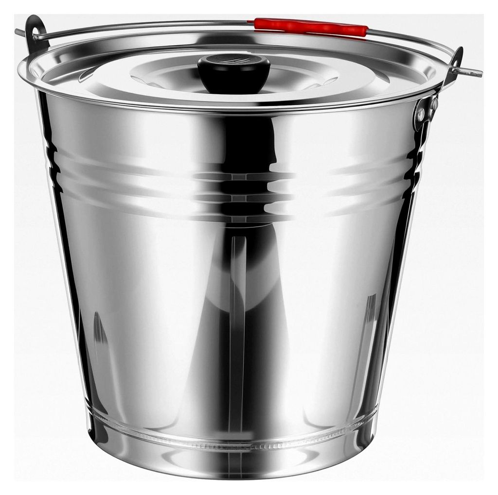 Ascheeimer mit Deckel aus Edelstahl 28 cm 8 l für Kohleaufbewahrung