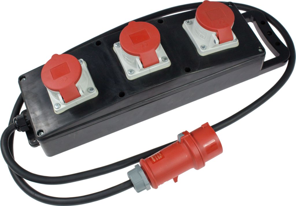 as-Schwabe Stromverteiler Steckdosenleiste CEE auf 3x CEE 400V 16A IP44