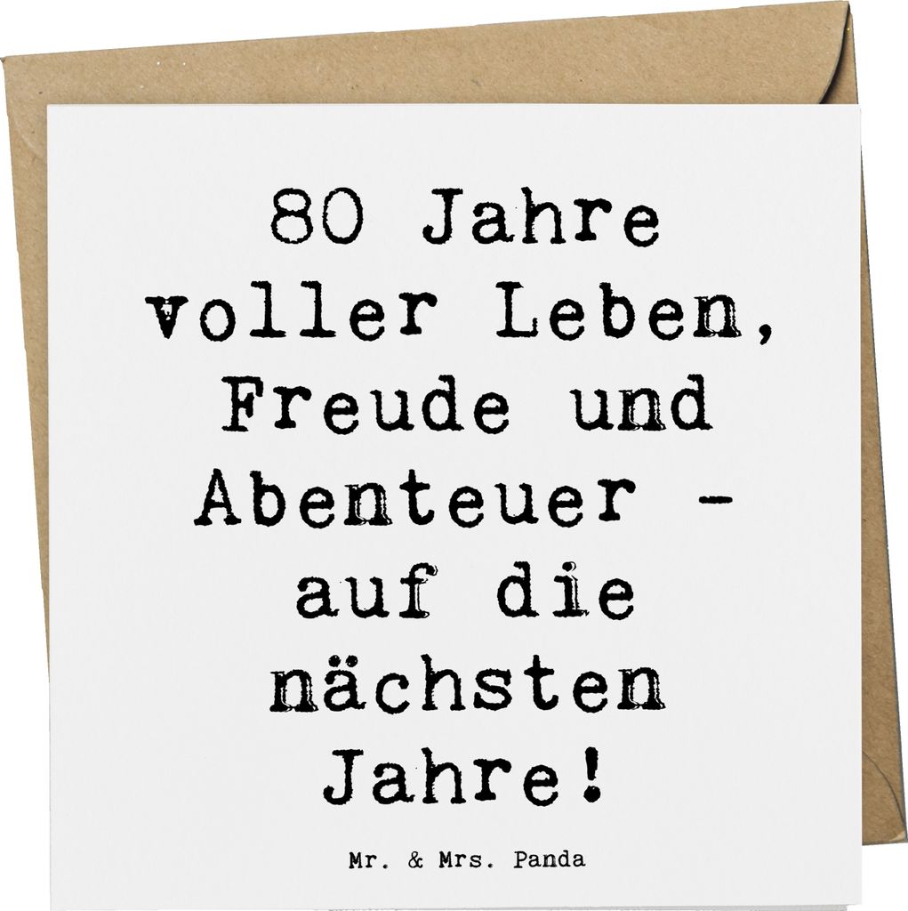 Mr. & Mrs. Panda Grußkarte Spruch 80. Geburtstag Abenteuer - Weiß - Geschenk, Alter, Happy Birthday, nächsten Jahre, achtzigster, 80, faltkarte,...