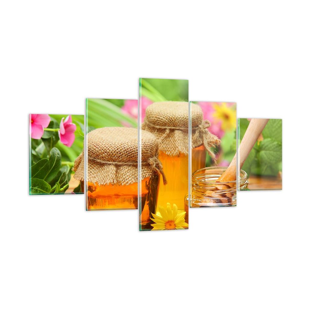 Bilder auf glas - Honig Glas Glas Vitamin - 125x70cm - Glasbilder - Wandbilder - Kunstdruck - zum Aufhängen bereit - Wanddekoration aus Glas - Gla...