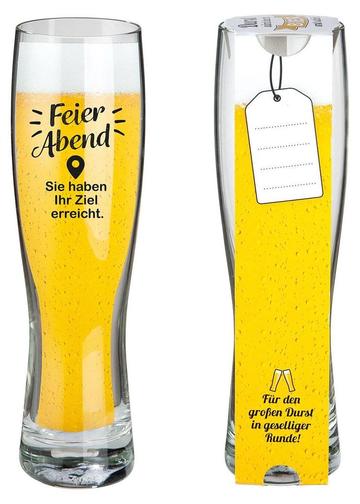 Gilde Weizenglas, Feierabend, Spruch, Glas, klar, VE 6, D. Produktbild 