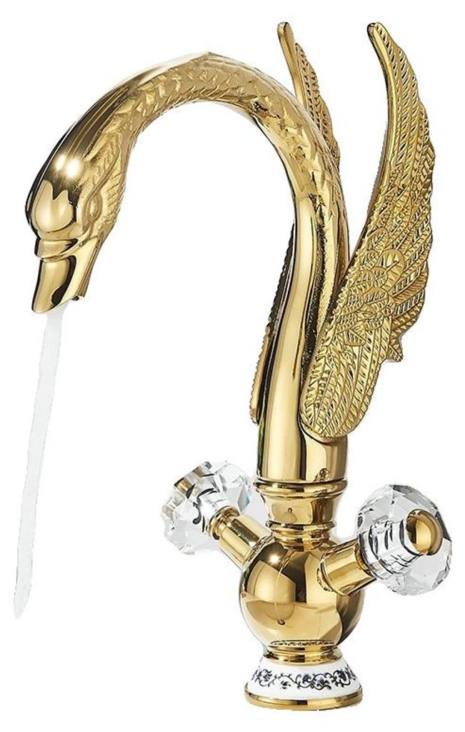 Umyvadlová baterie, dvojitá rukojeť, moderní design, zlatá Obrázek produktu 