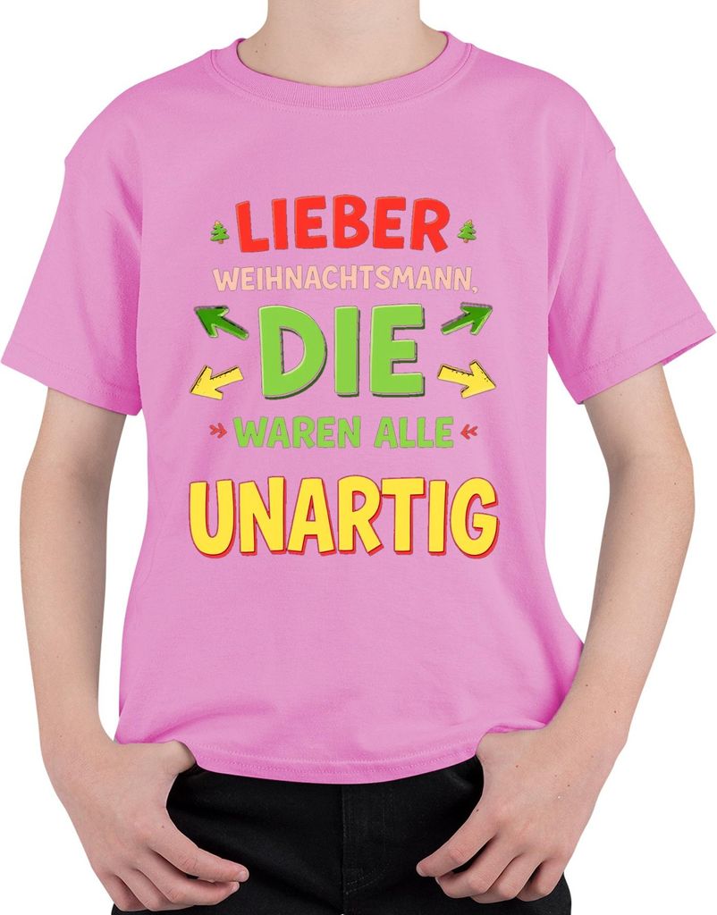 Lieber Weihnachtsmann die waren unartig Nikolaus Geschenk lustig Uni Kinder T-Shirt, Pink, 104