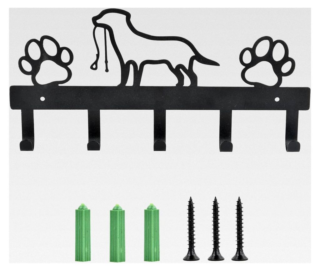 Hundezubehör, Hunde Garderobe Schlüsselhalter aus Metall mit 5 Haken für Hundebesitzer Wanddeko