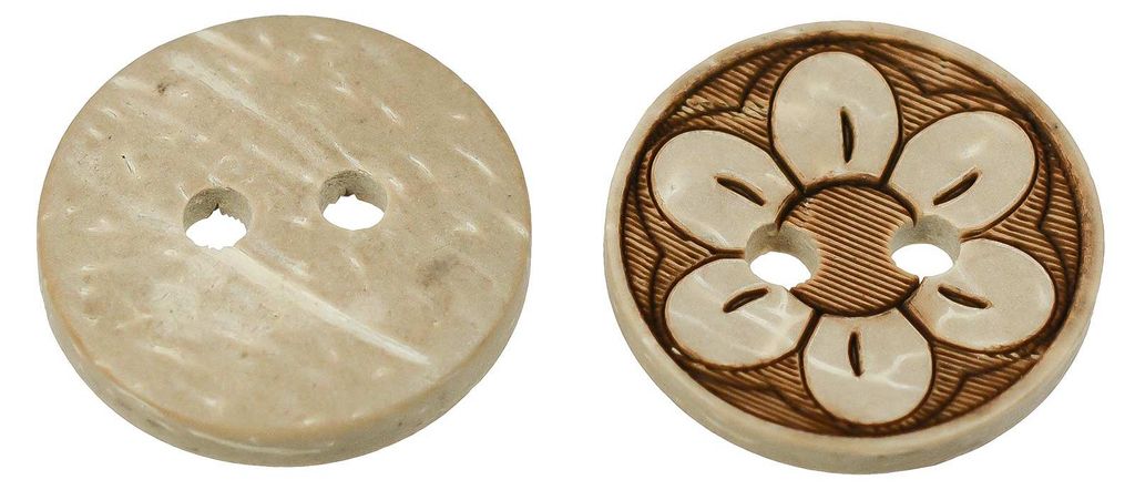 Holzknöpfe Motiv Kokos Blume Blüte, braun