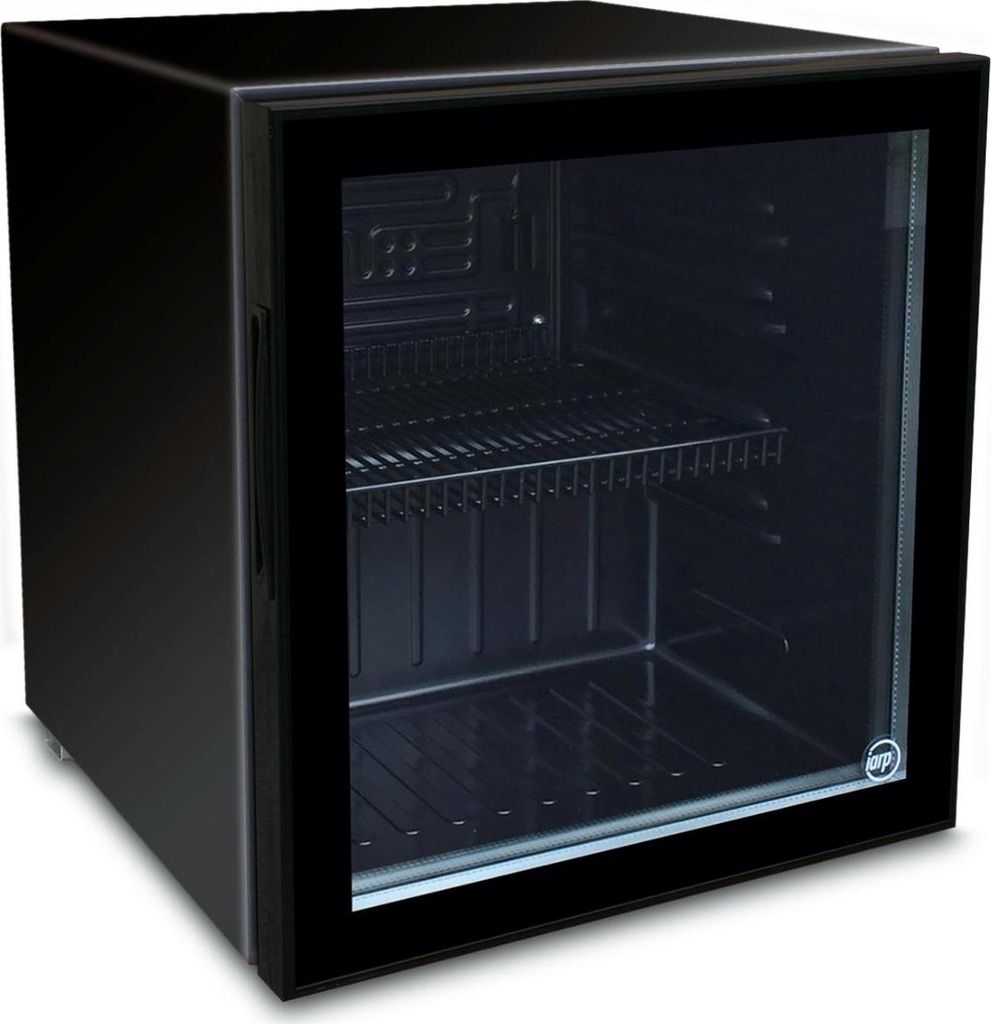 Schwarzer Tischkühlschrank mit LED-Beleuchtung - 55 Liter, selbstschließend, 1 Tür