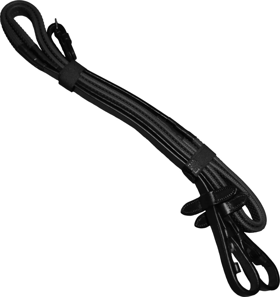 Rênes de Filet Flexi Grip IV Collegiate WB701 en Caoutchouc Souple Noir