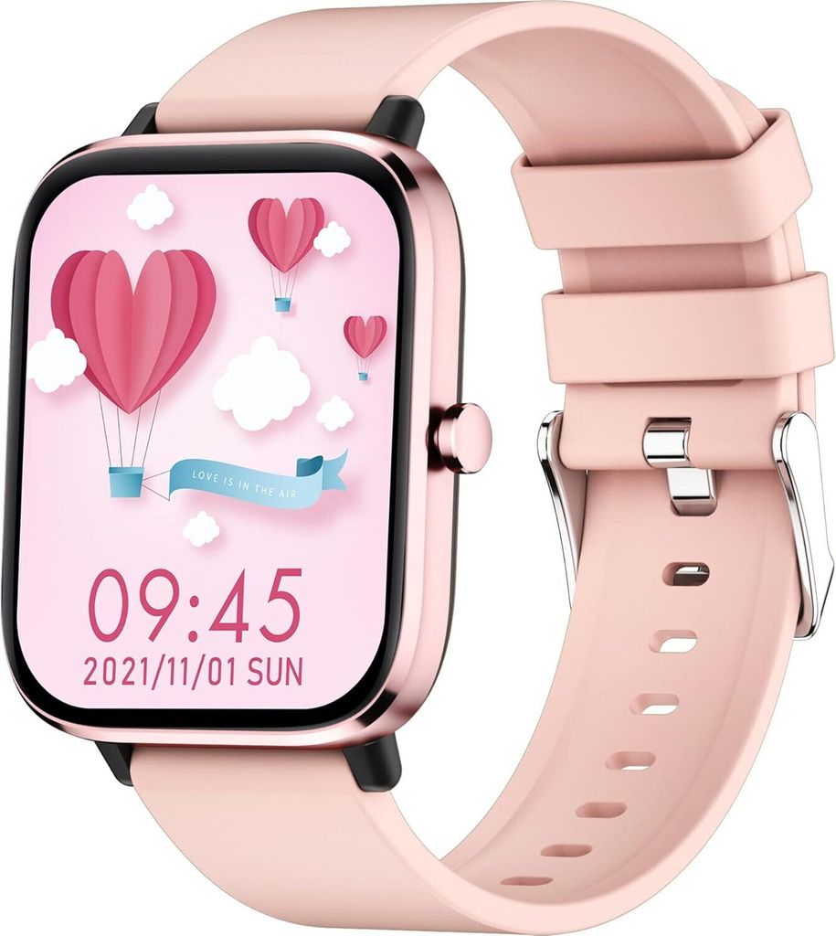 Damen SmartwatchTelefonieren 1,7 Zoll Fitness Armbanduhr mit personalisiertem Bildschirm Sportuhr Musiksteuerung Blutdruck Schrittzähler Android IOS