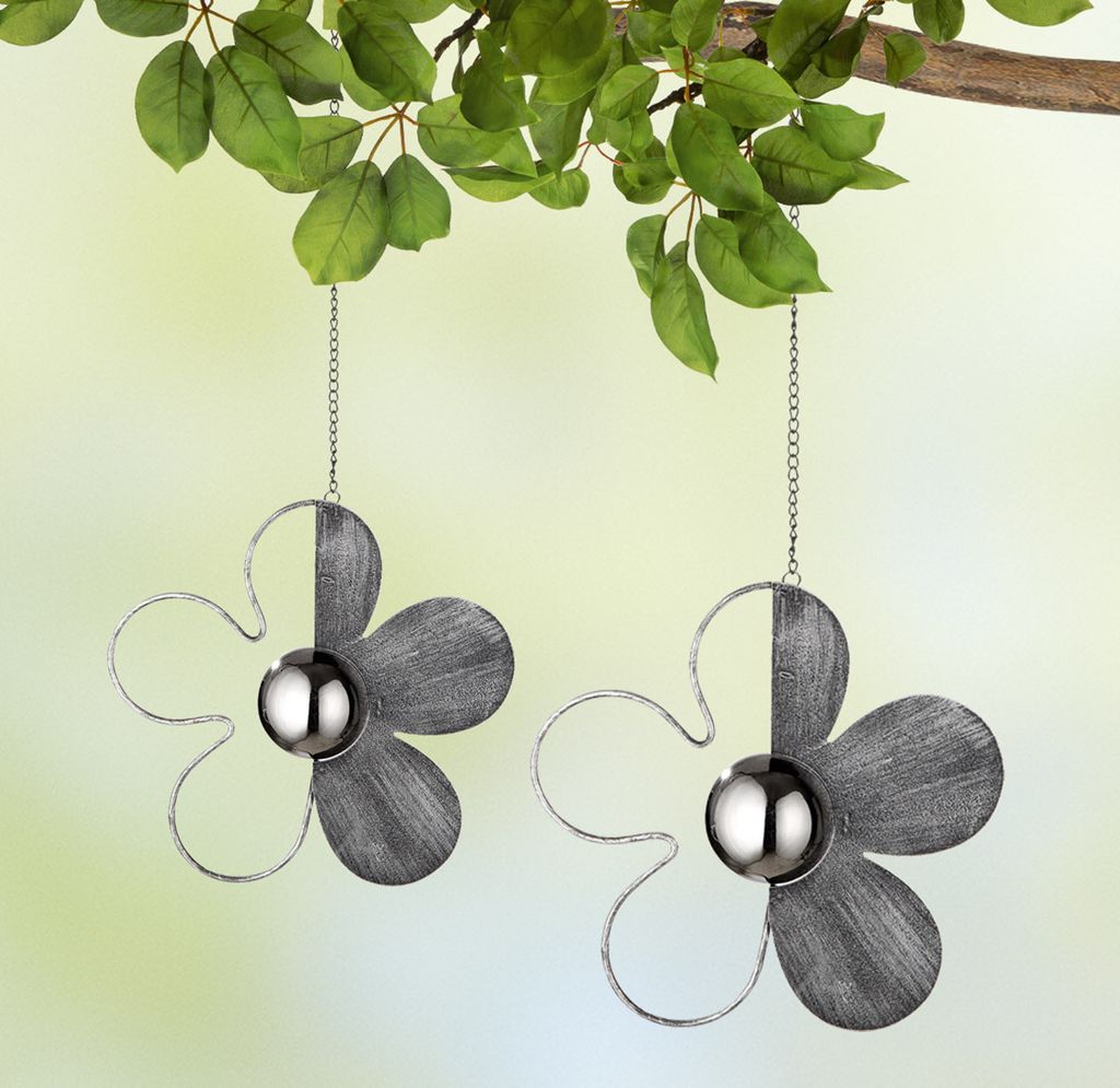 Gilde Hänger Blume "Flora" Metall grau, silberfarben 67716