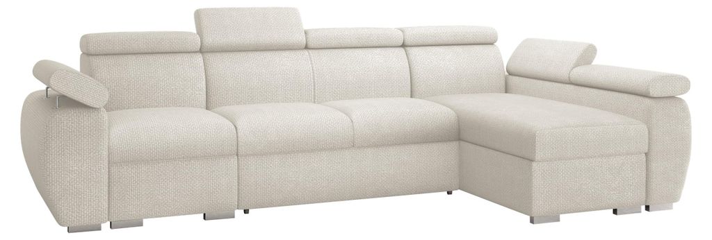 MIRJAN24 Ecksofa Boston LCP, Stilvoll Eckcouch mit zwei Bettkästen und Schlaffunktion, Verchromte Metallfüße, Holzkonstruktion (Farbe: Flow 06, ...