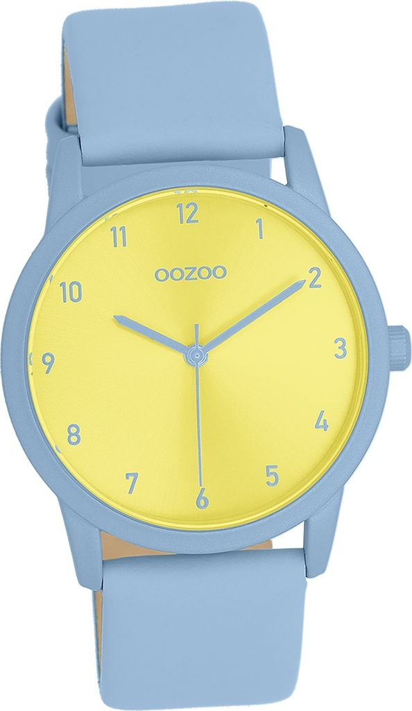 Oozoo Leder Damen Uhr Analog Quarzuhr Armband hellblau Timepieces D2UOC11466