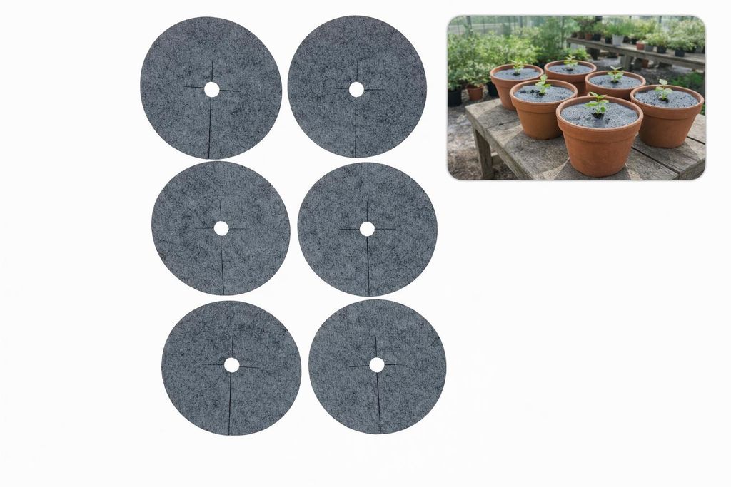 Set von Anti-Unkraut-Scheiben 6 Stück Mulchen grau fi 21 cm