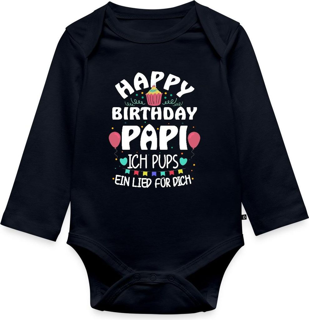 Spreadshirt Geburtstag Papa Ich Pups Ein Lied Für Dich Tages Baby Body Langarm, 74 (6-9 M.), Navy