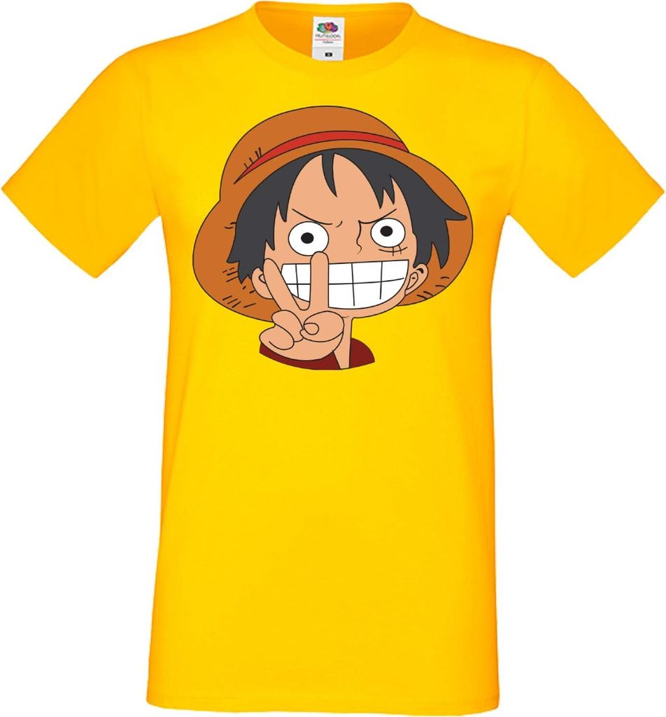 Herren T-Shirt Anime Manga One Manga Piece Anime 03 Strawhat, Man S / Gelb