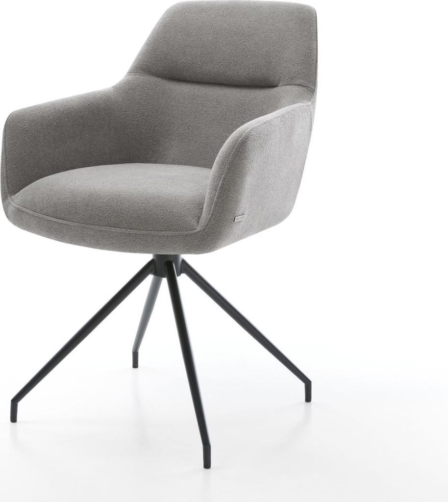 DELIFE Esszimmerstuhl Pejo-Flex Strukturstoff Soft Grau Kreuzgestell konisch Schwarz Taschenfederkern
