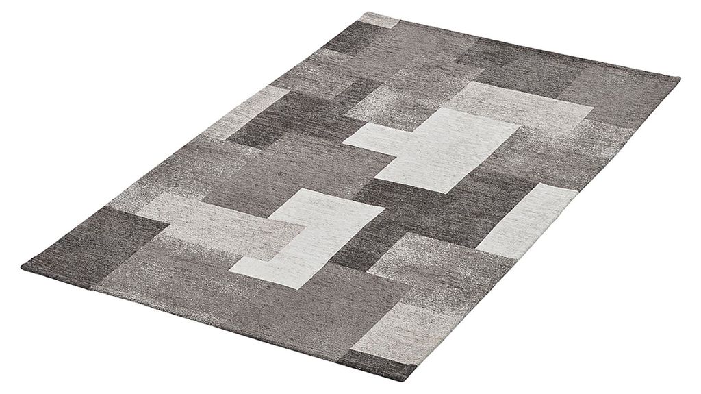 Küchenläufer MARTINA Geometrie pflegeleicht hochwertig Flurläufer Küchenteppich 55x180cm Grau Robust Antirutschunterseite