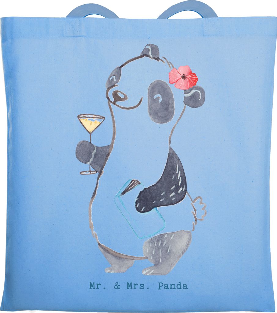 Mr. & Mrs. Panda Tote Bag Eventmanagerin Herz - Sky Blue - Geschenk, Laptoptasche, Promoter, Jutebeutel, Cheers, Beutel, Bar, Prost, Büchertasche,...