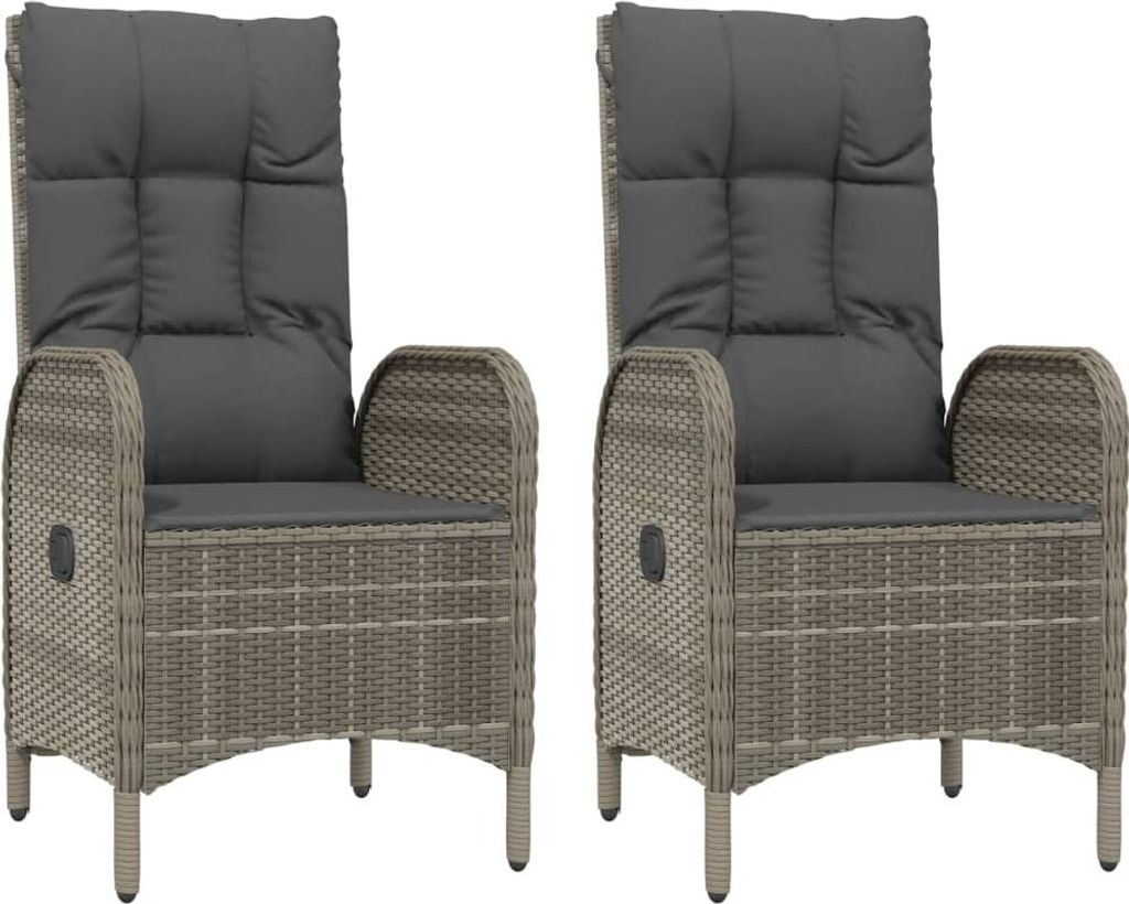 vidaXL Gartenstühle 2 Stk. Poly Rattan Grau Produktbild 