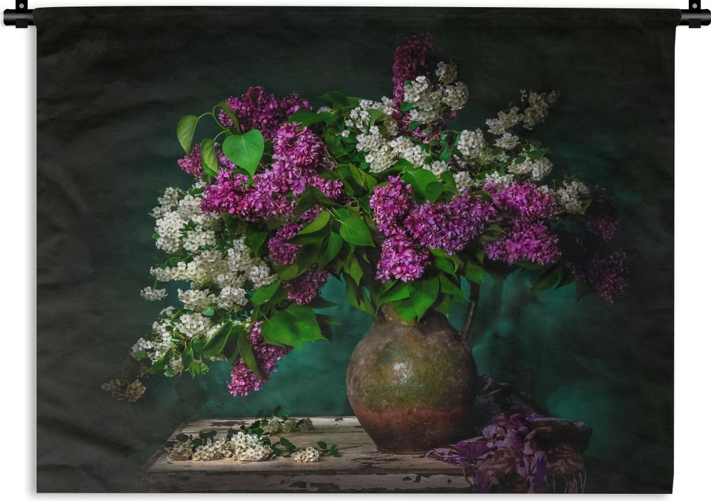 MuchoWow Wandteppich Wandbehang Vintage - Blumen - Stilleben 60x45 cm Tapisserie Dekoration Wandtuch - Das Schlafzimmer