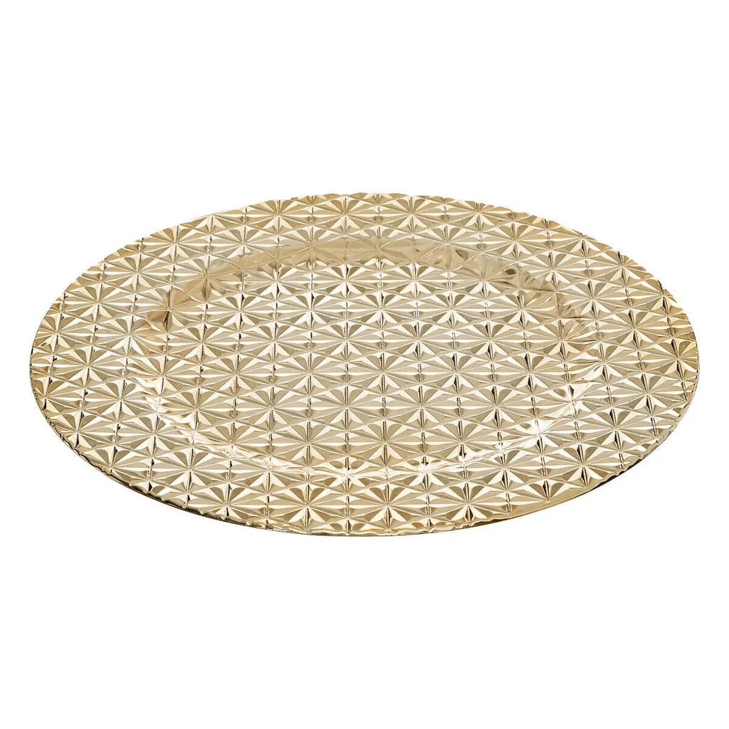 Soucoupe décorative dorée 33 cm motif géométrique pour centre de table - 2