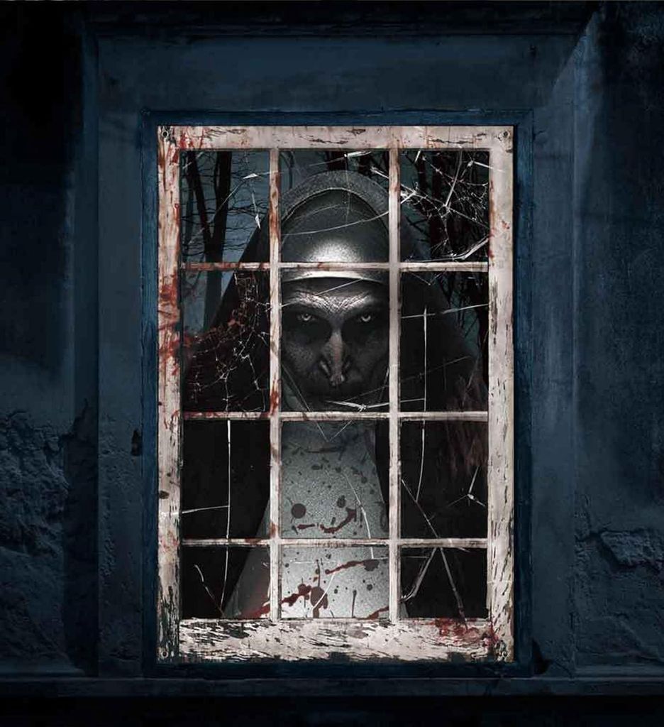 Happy Home Halloween Fensterdeko Gruselige Fensterbilder Horror Dekoration fš¹r Garten Halloween-Feiern Spukhaus Deko Fensterdeko 80 * 120 B