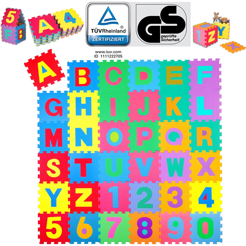 72 tlg Puzzlematte Kinderteppich Spielteppich Schaumstoffmatte Spielmatte #a