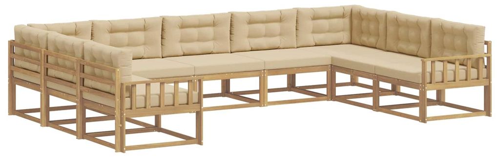 vidaXL Outdoor-Sofagarnitur mit Kissen 9 pcs Weiß und Beige
