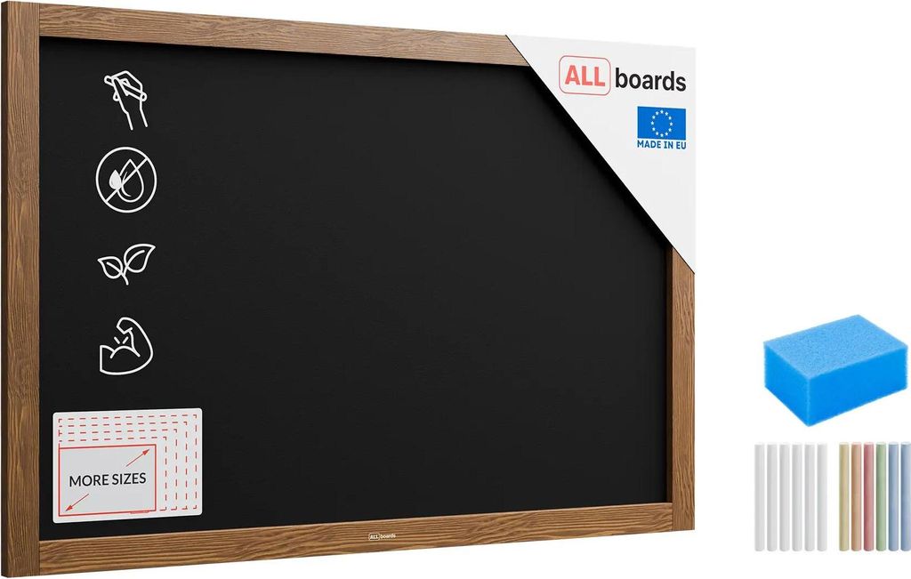 Lavagna nera da gesso in cornice di legno 90x60 cm Immagine del prodotto 
