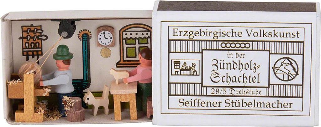 Zündholzschachtel Drehstube (3,8cm) von Seiffener Stübelmacher