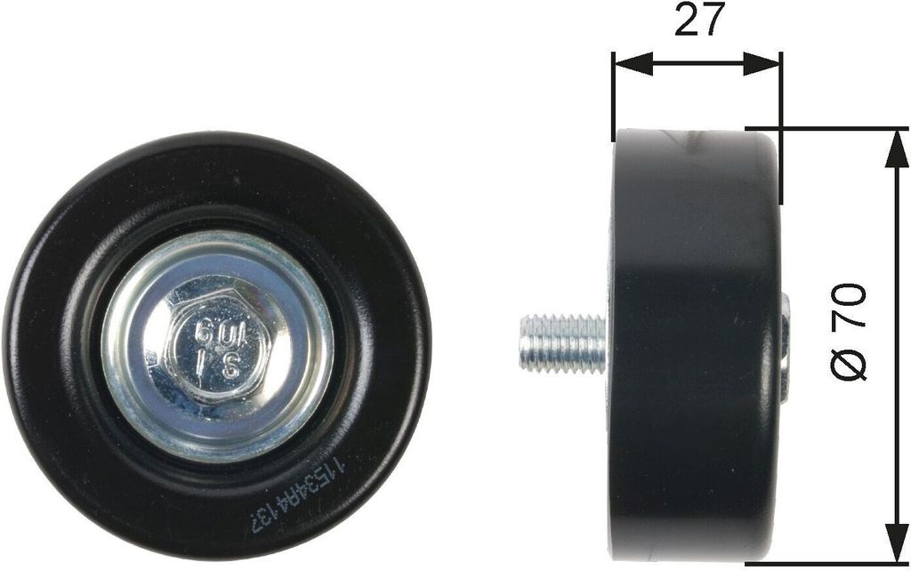 GATES T36409 Umlenkrolle Keilrippenriemen 70mm für Produktbild 