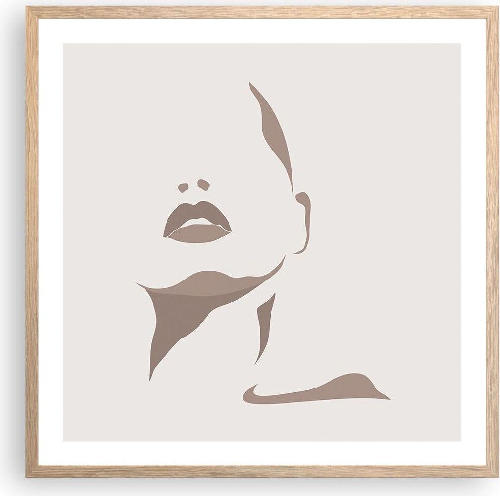 Gerahmtes Poster - Rahmen in heller Eiche - Boho Frau Mund Produktbild 