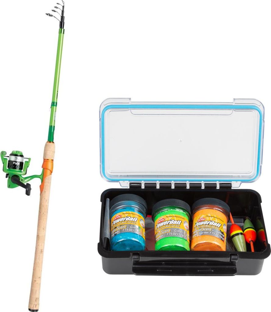 Berkley Flex Trout Starter Combo 2,40m / 5-15g Forellenangelset Rute Rolle Schnur Powerbait und Zubehör