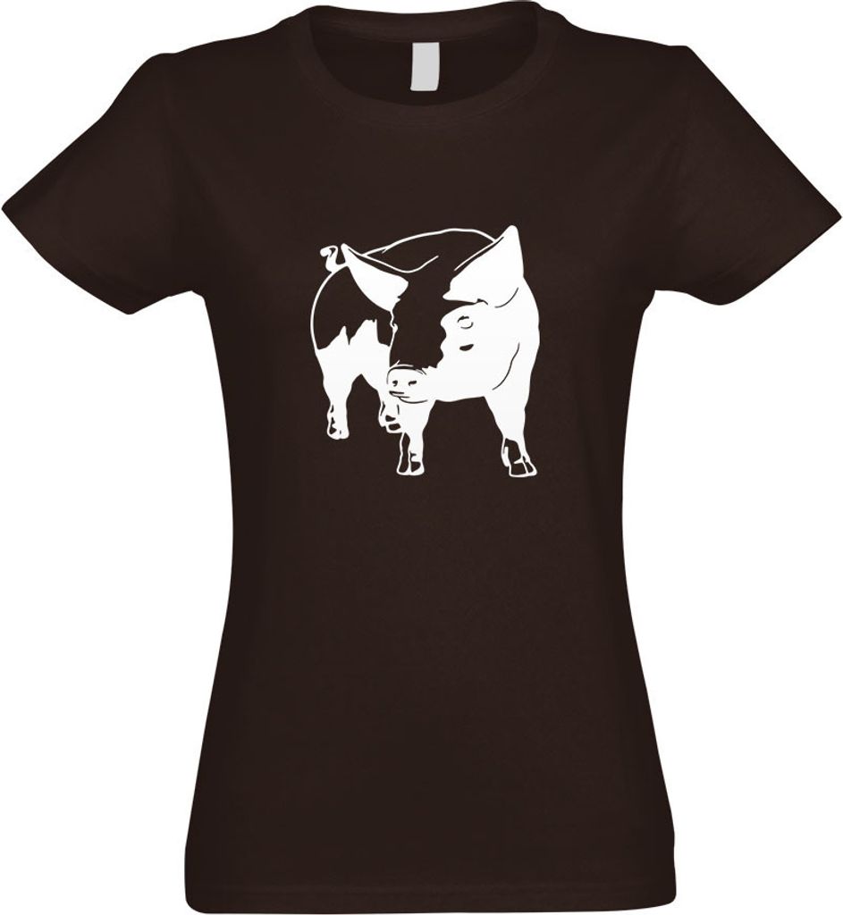 Kiwistar - T-Shirt tailliert - Damen - Chocolate - Schwein Motiv 4 - Sau - Baby - mit Motiv Bedruckt - Funshirt Design - Sport - Freizeit - Damen - M