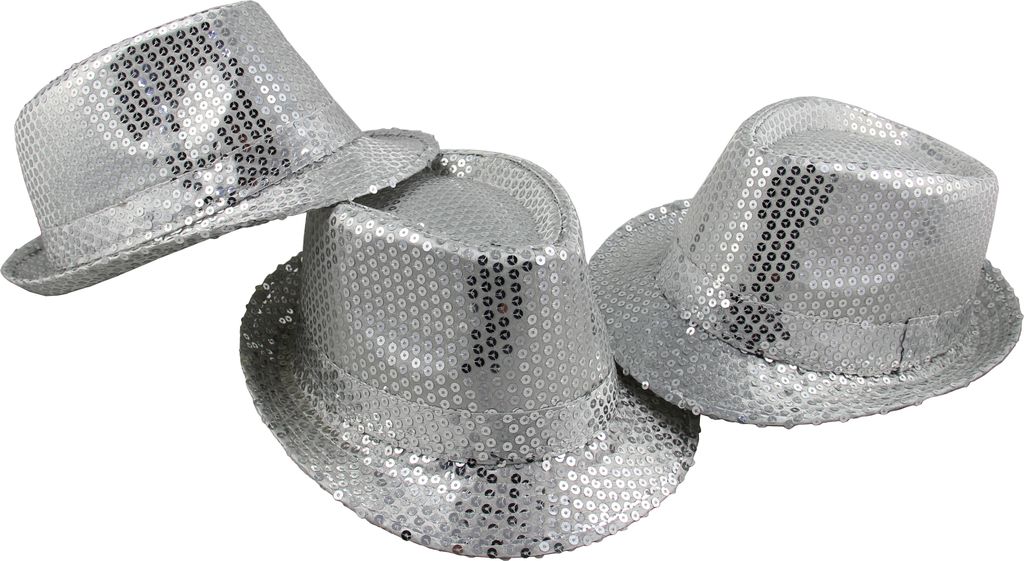 3x Pailletten Hut für Damen & Herren - Silber Produktbild 