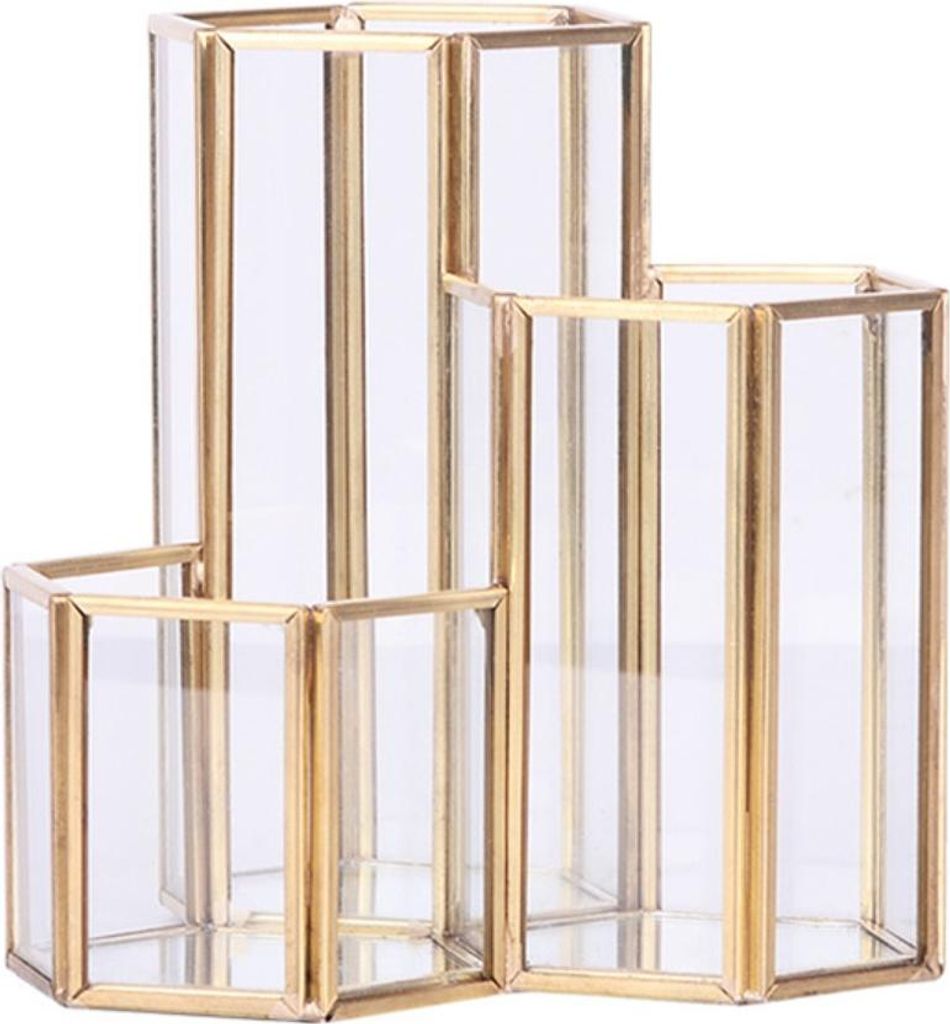 INF Nordischer Gold Glas Stiftehalter - Eleganter Tisch Organizer für Stifte