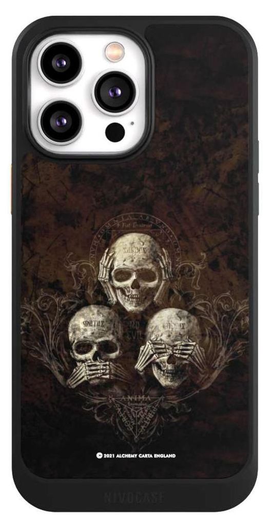 NIVOCASE Hülle für Apple iPhone 14 Pro Max Handyhülle NIVOcore Case Schwarz Art Gothic Totenköpfe