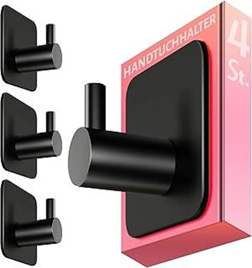 4smile Ganci Bagno Neri Adesivi: Stop Disordine in Casa Set 4