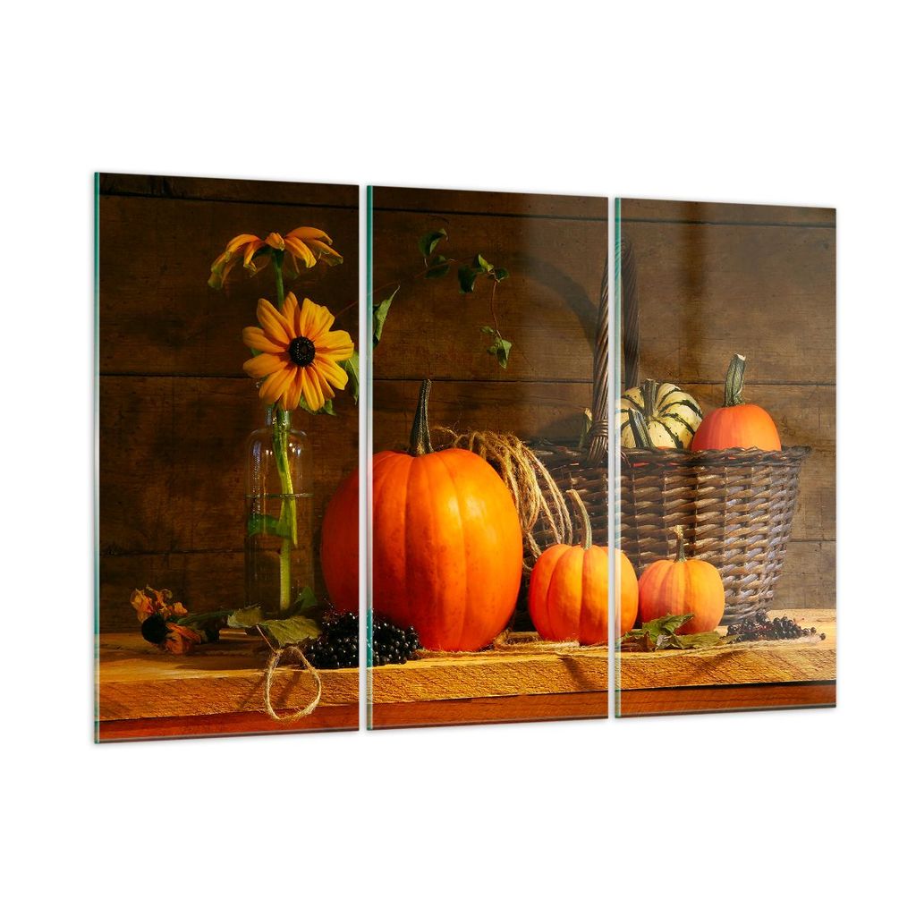 Bilder auf glas - Herbst Folk Tradition Kürbisse - 165x110cm - Glasbilder - Wandbilder - Kunstdruck - zum Aufhängen bereit - Wanddekoration aus G...