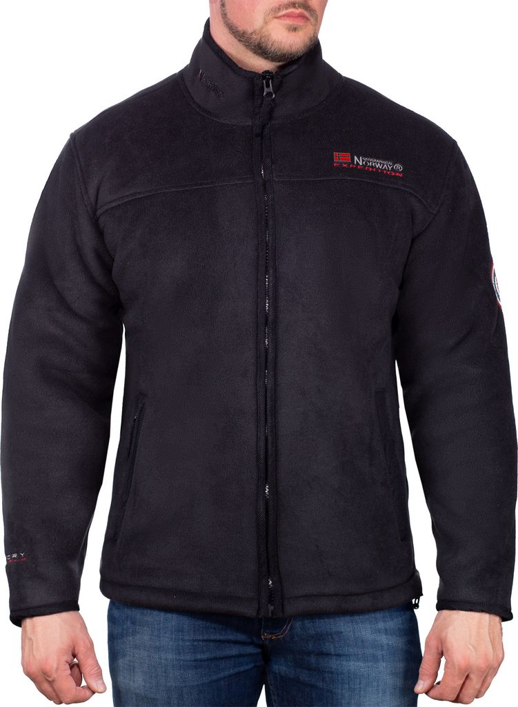 Geographical Norway Herren warme flauschige Fleece Outdoor Jacke Sweater Ski Sport Freizeit G-Usine, Farbe: Schwarz, Größe: L