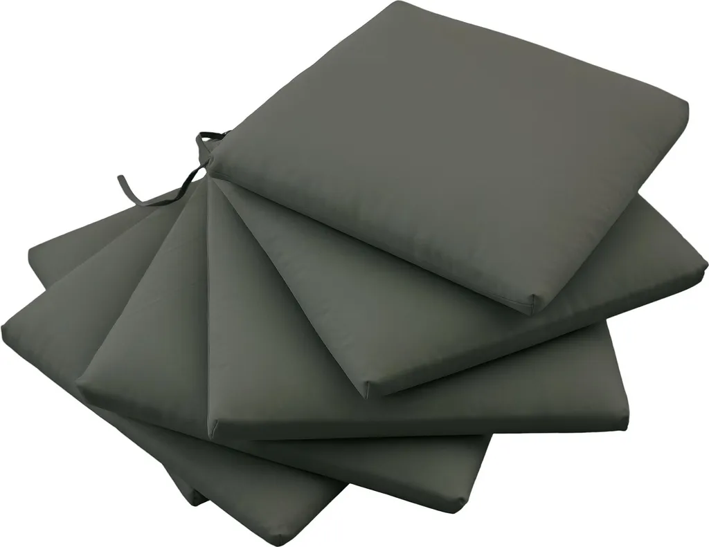 Outsunny Lot de 6 Coussins de Chaise de Jardin 42x42 cm Gris Foncé
