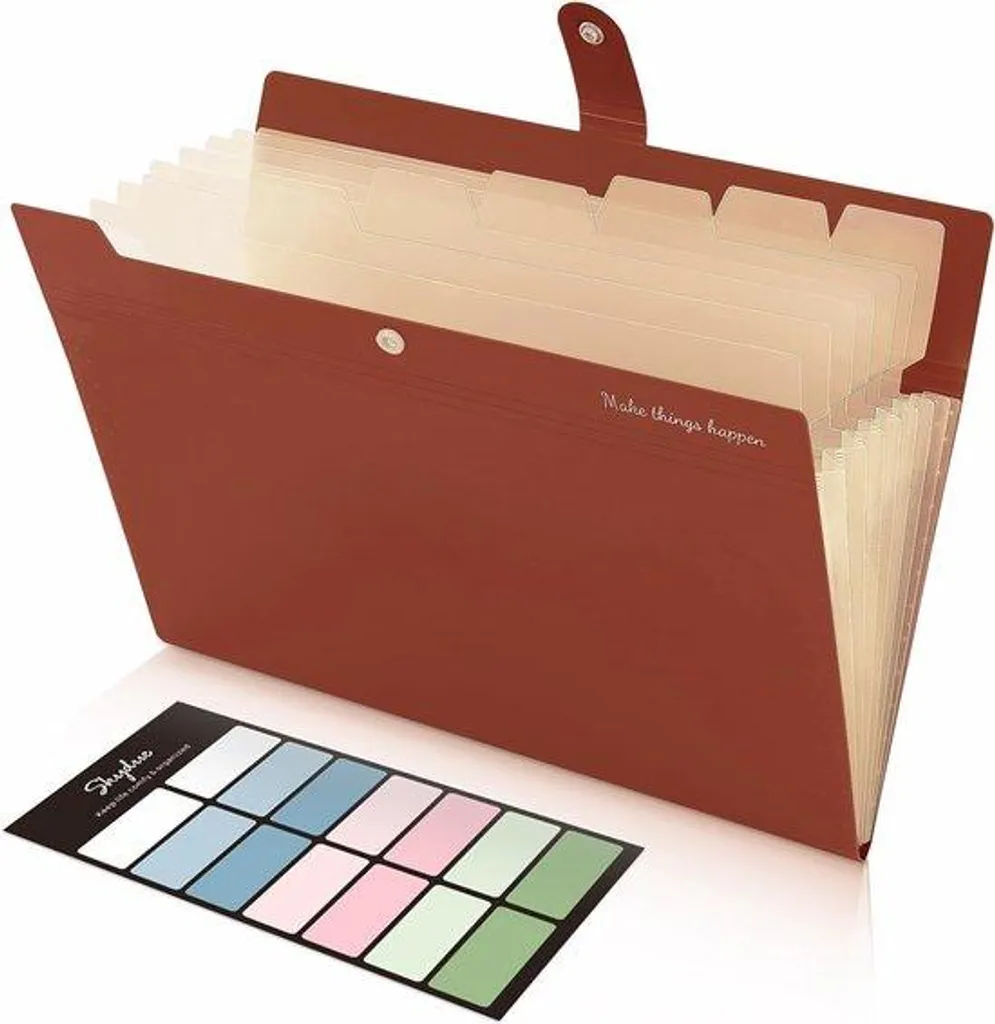 Porte-documents marron avec organiseur 8 soufflets haute capacité