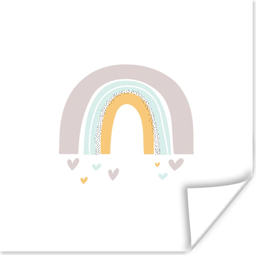 MuchoWow Poster regenbogen-herz-mädchen-jungen-pastell1-1 30x30 cm - Wandposter - Printing